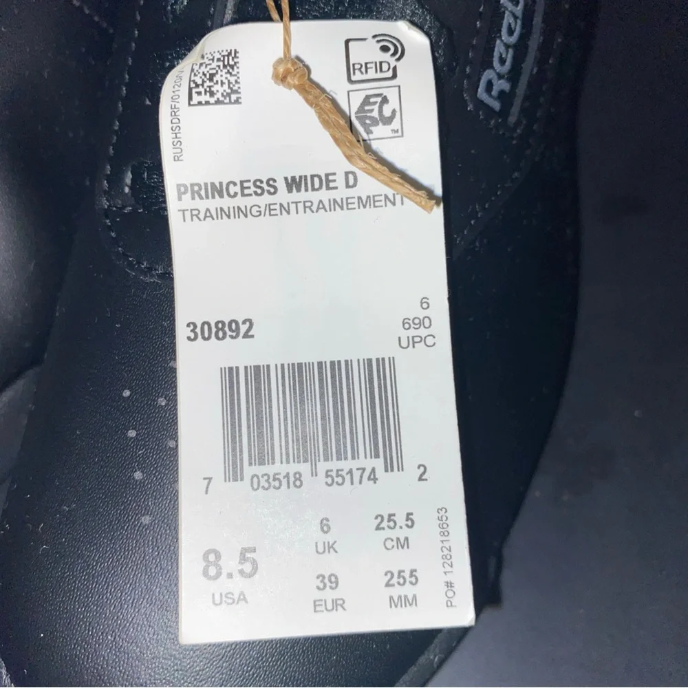 Reebok Women's Princess WIDE D Size 8.5 Shoes Black - 30892‎